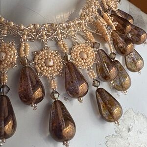 Elegant Beaded Necklace with Brown Accents